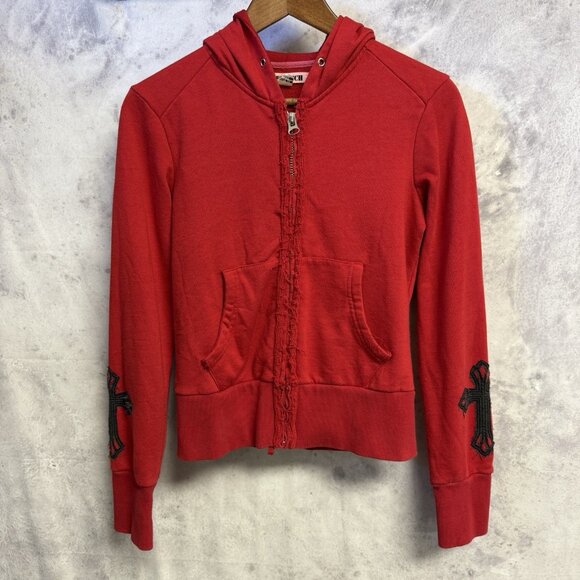 Y2k Style Grunge Hoodie Sweatshirt Womens Medium 18x20.5 Cross Emo Lovestitch - Picture 1 of 16